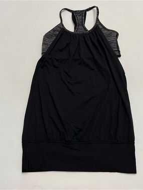Lululemon No Limit Tank Top Sz 4 Built In Bra Black Gray Yoga Pilates